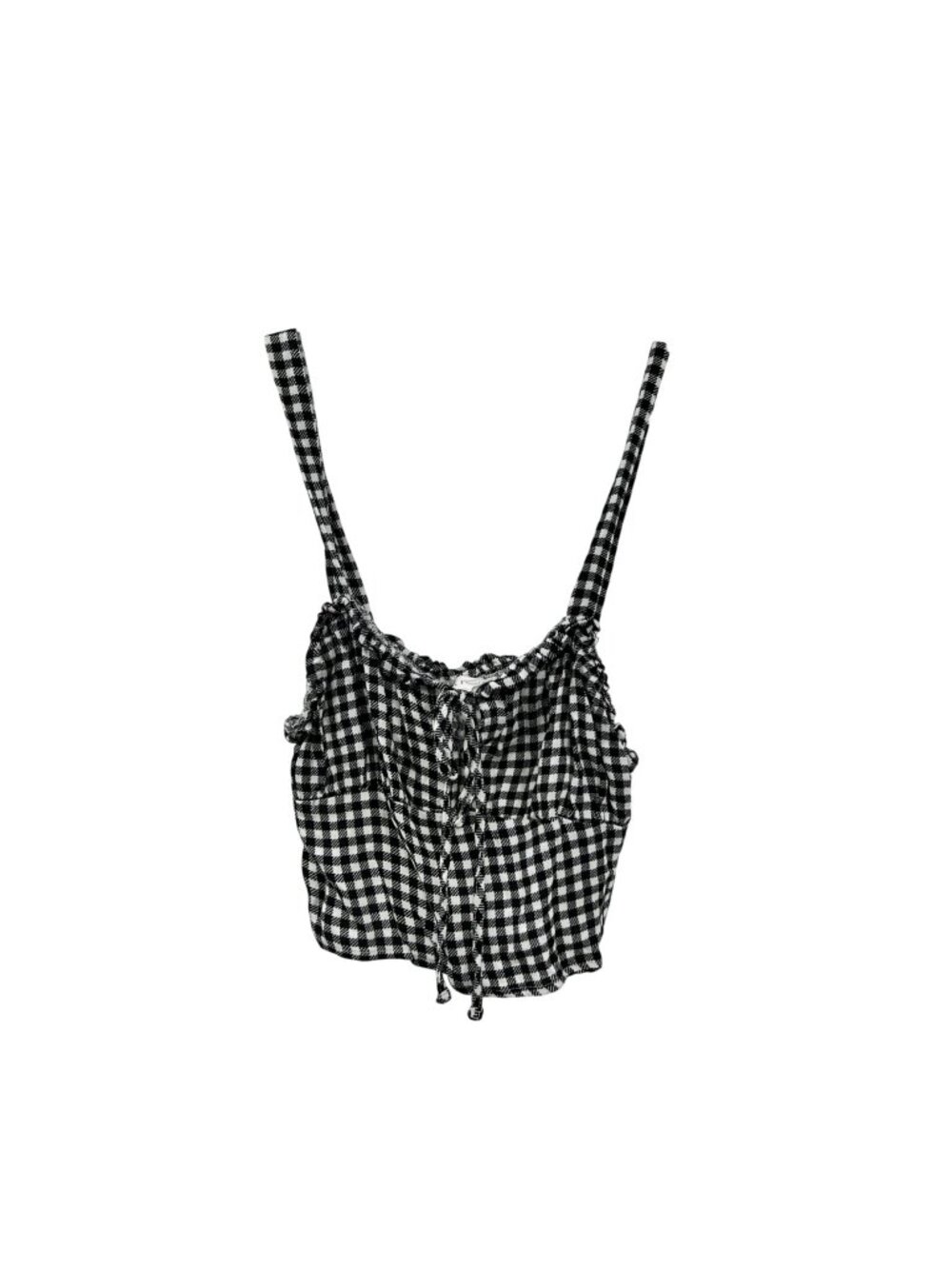 Pink Rose Checkered Crop Top Sleeveless Black/White Size Small